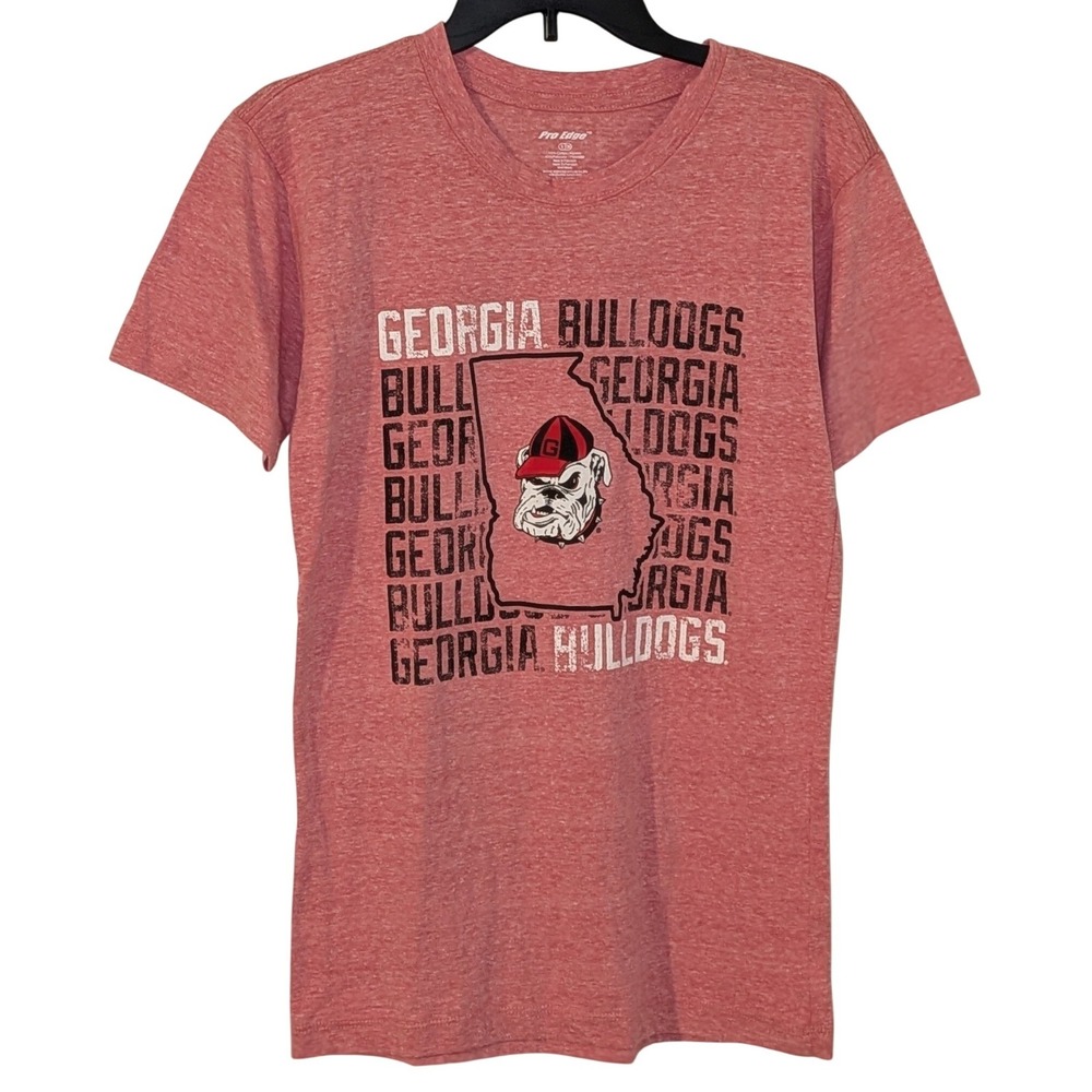 Pro Edge Georgia Bulldogs Graphic T-Shirt Womens Small Heather Red NCAA Tee NWOT